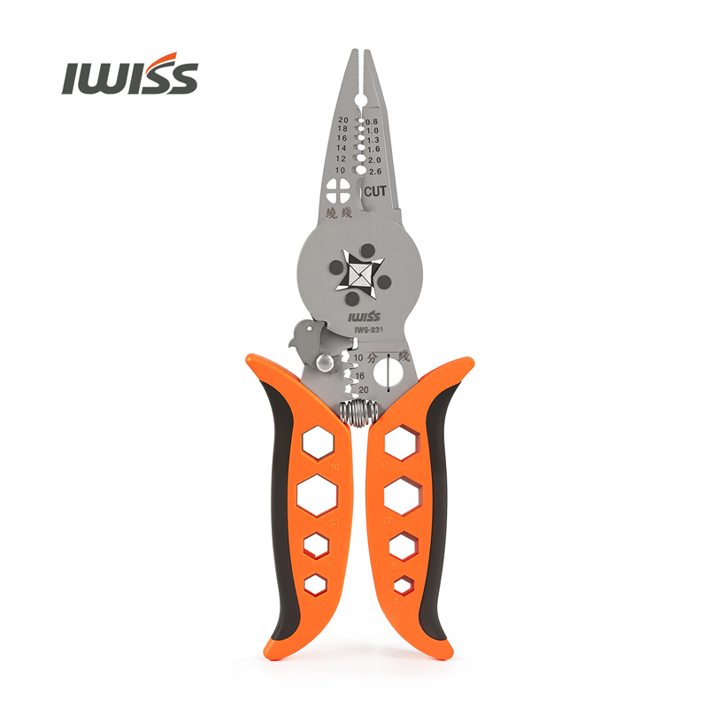 คีมตัด คีมบีบ คีมย้ำคอร์ดเอ็น คีมปอกสายไฟ คีมอเนกประสงค์ IWISS IWS-231