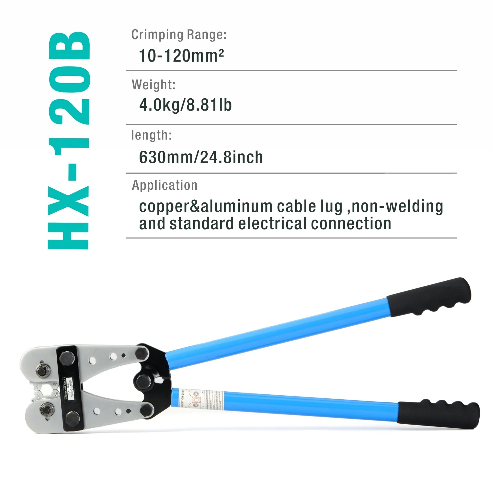 คีมย้ำหางปลาเปลือย หัวหกเหลี่ยม IWISS HX-120B 10-120 ตร.มม - Image 3