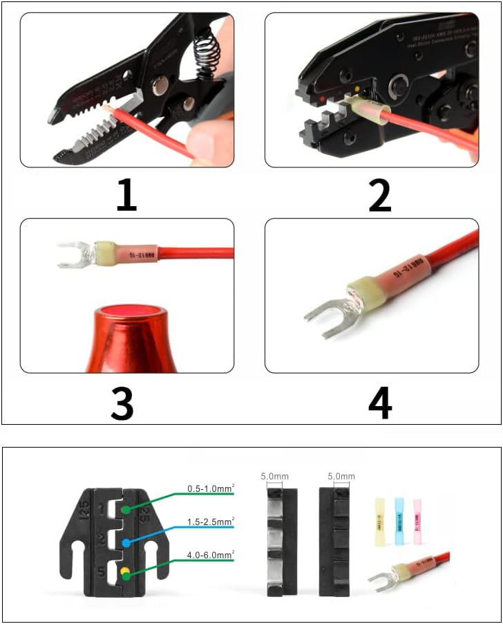 คีมย้ำหางปลาท่อหดความร้อนแบบหุ้มฉนวน IWISS IWS-2210H สำหรับ AWG 22-10 0.5-6.0mm2 - Image 4